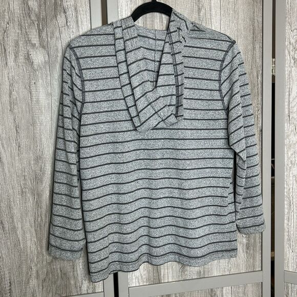 Hot Cotton Marc Ware Hooded Top Womens Medium Striped Lace Up Gray Color - Picture 4 of 4